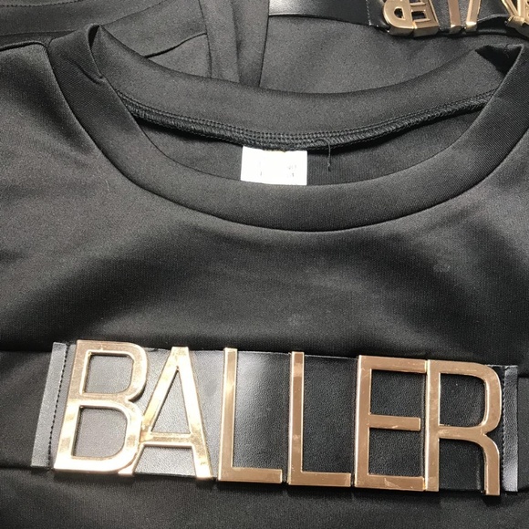 🆕️Black Goldtone "Baller" Plus Polo Top - Picture 4 of 8